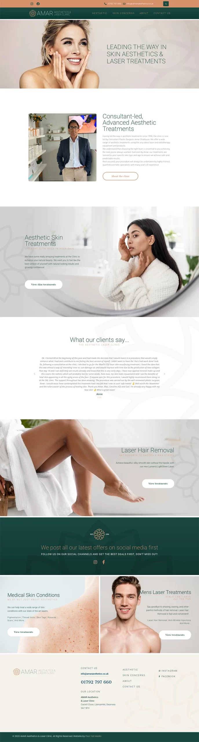 web design for laser clinic Amar aesthetics
